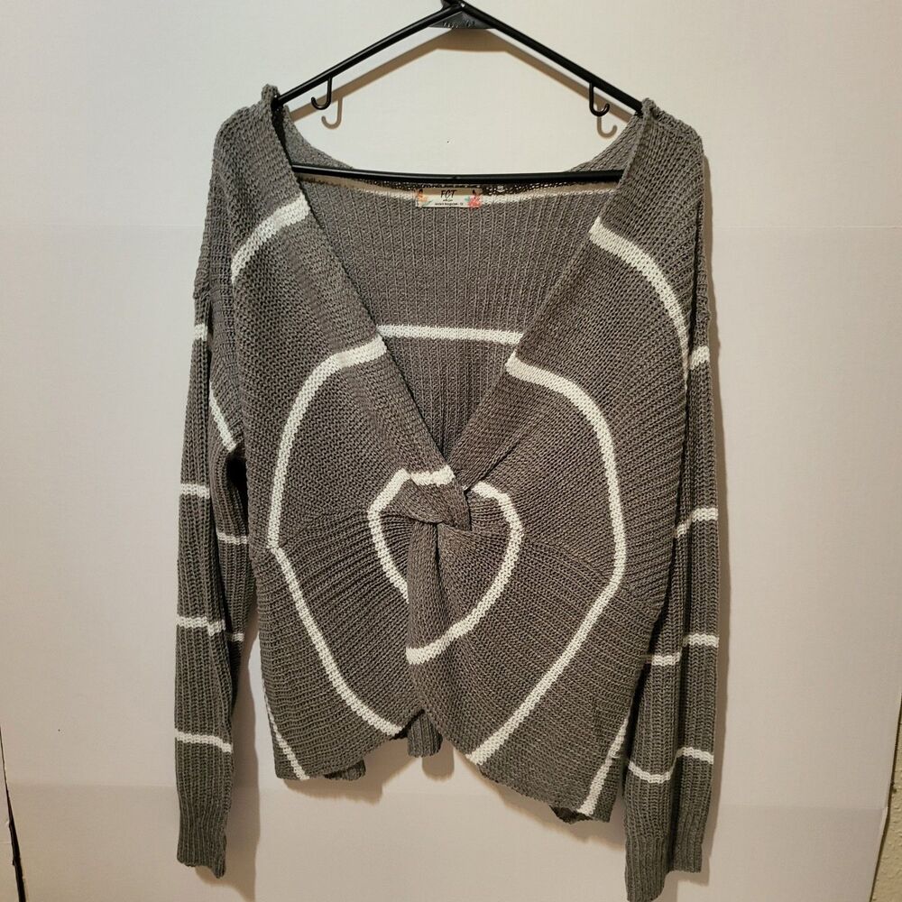 FTC With Love Womens Size Large Long Sleeves Pullover Sweater With knot in Front